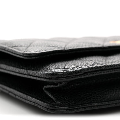 Caviar Quilted Wallet On Chain WOC Black