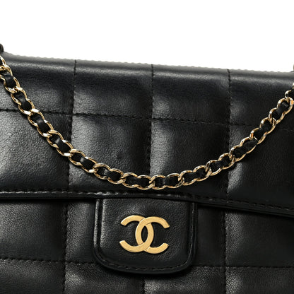 Lambskin Quilted Mini Chocolate Bar Flap Black