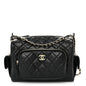 Shiny Crumpled Lambskin Quilted Medium Preppy Pocket Camera Case Black