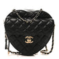 Lambskin Quilted CC In Love Heart Bag Black