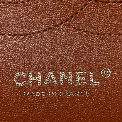 Caviar Quilted Jumbo Double Flap Light Brown