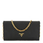 Saffiano Metal Oro Chain Wallet Black