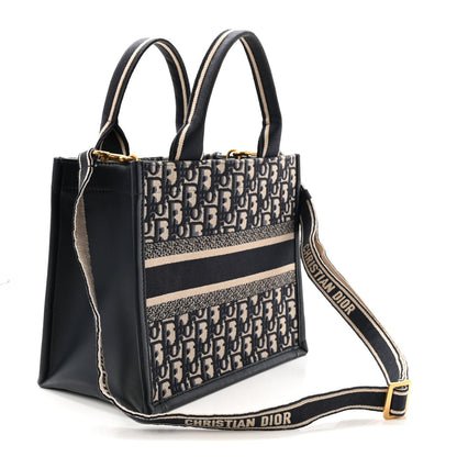 Oblique Calfskin Small Book Tote With Strap Blue Multicolor