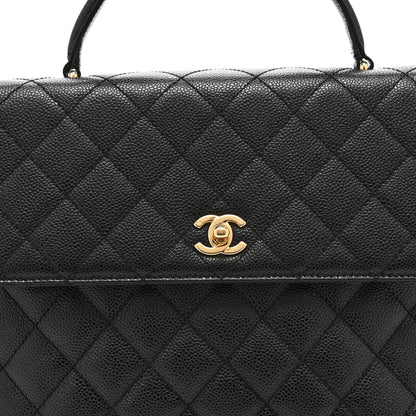 Caviar Quilted Jumbo Kelly Flap Black