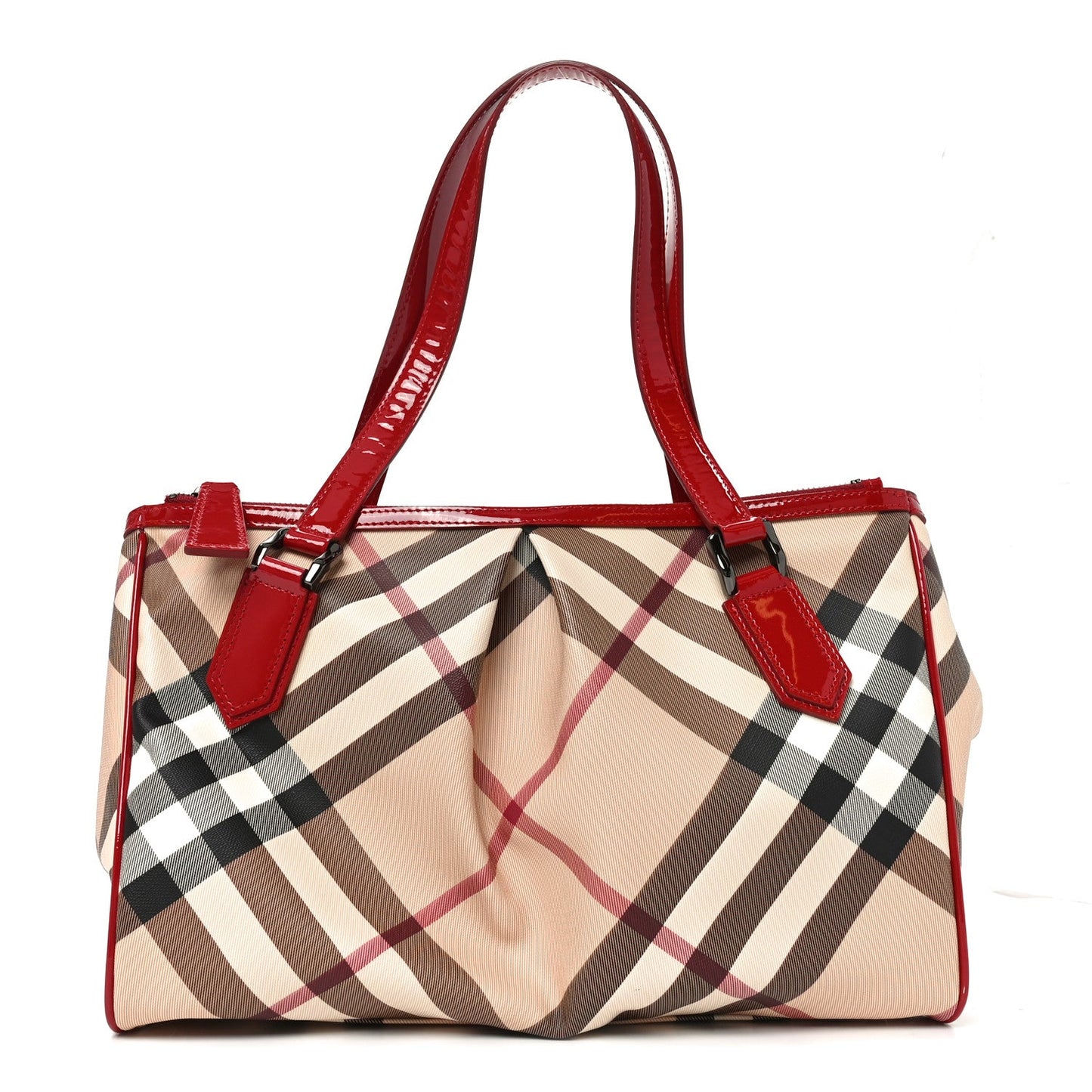 Patent Nova Check Medium Melbury Tote Red