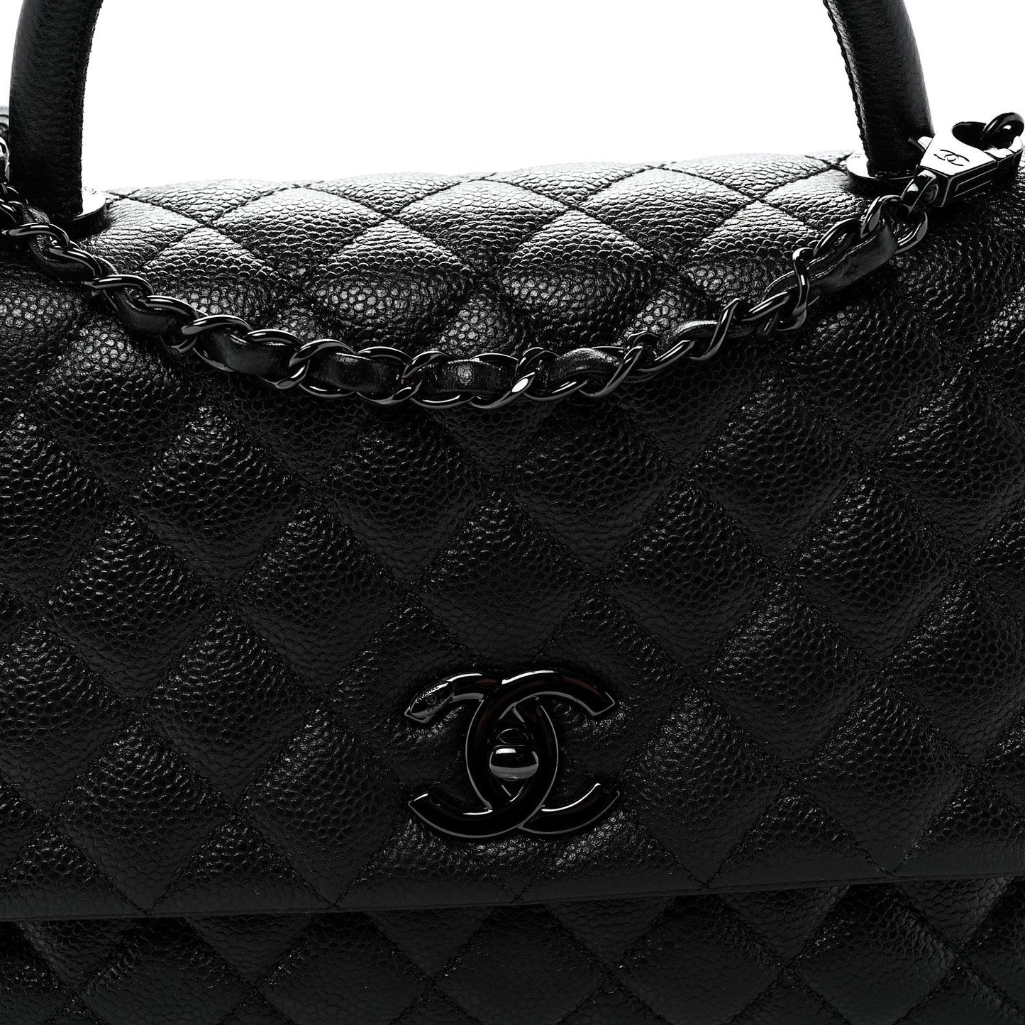 Caviar Quilted Small Coco Handle Flap So Black