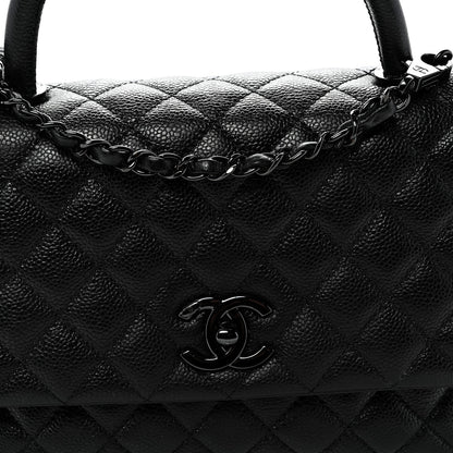 Caviar Quilted Small Coco Handle Flap So Black