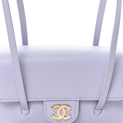 Shiny Caviar Mini Preppy Coco Shoulder Bag Purple