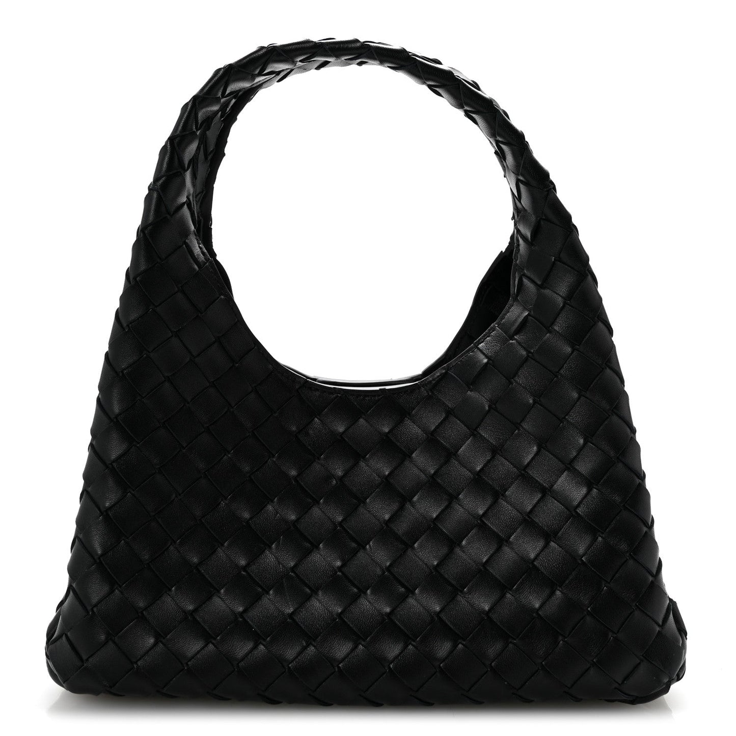 Nappa Intrecciato Small Campana Shoulder Bag Black