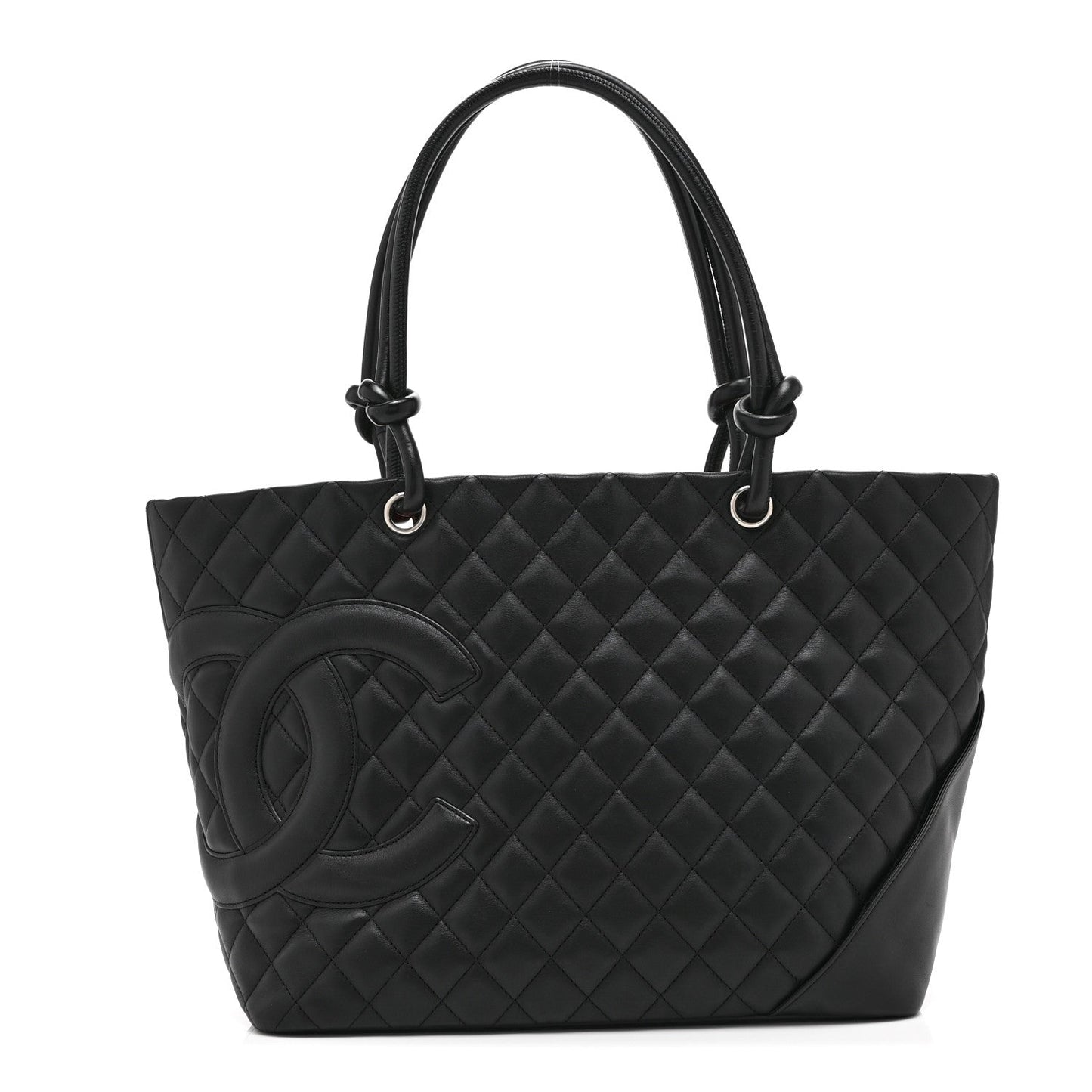 Calfskin Quilted Large Cambon Tote Black