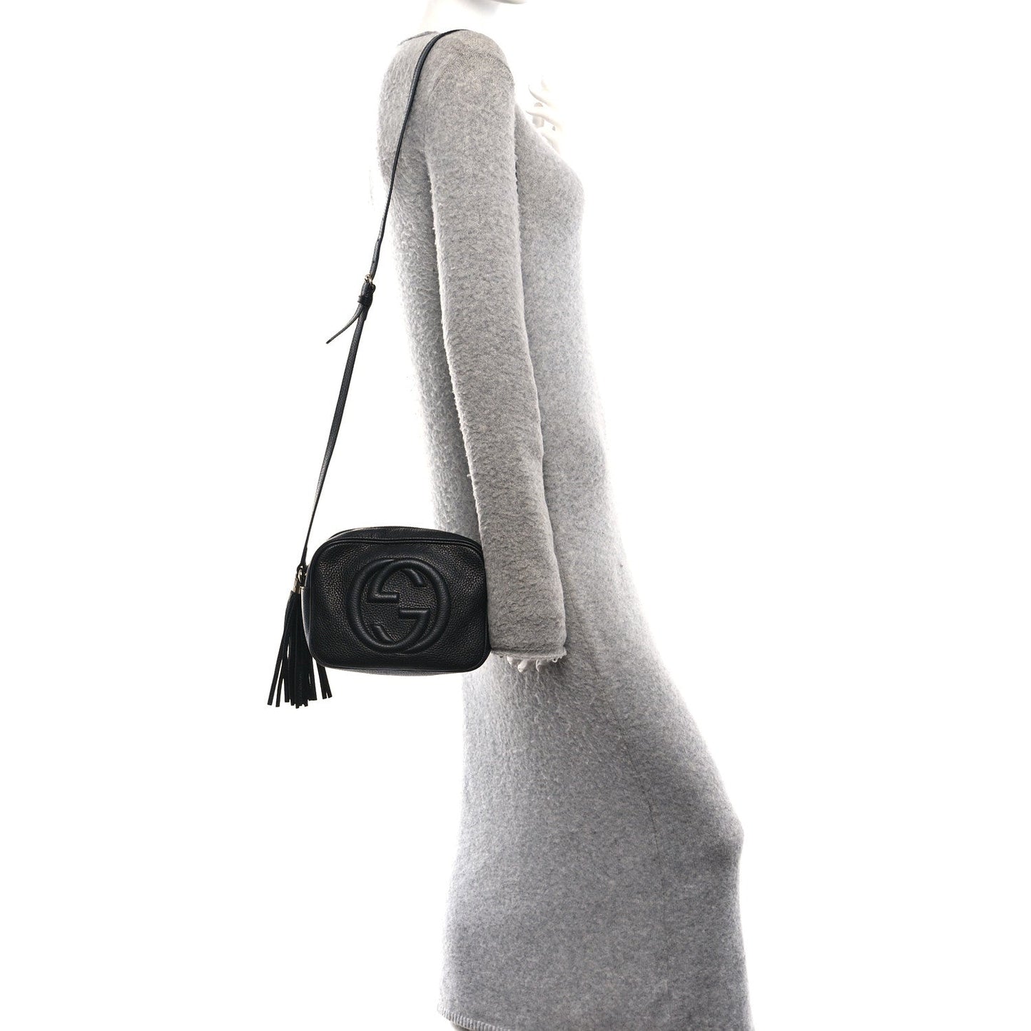 Pebbled Calfskin Small Soho Disco Bag Black