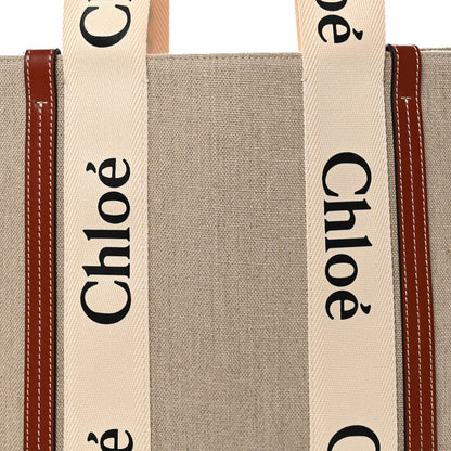 Cotton Calfskin Large Woody Ribbon Tote White Brown