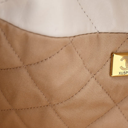 Shiny Calfskin Quilted Small Chanel 22 White