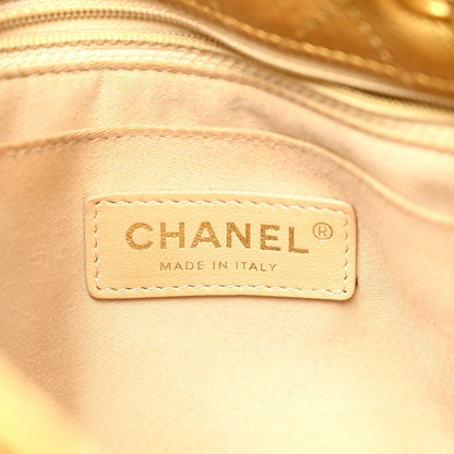Metallic Calfskin Quilted Small Drawstring Bag Gold