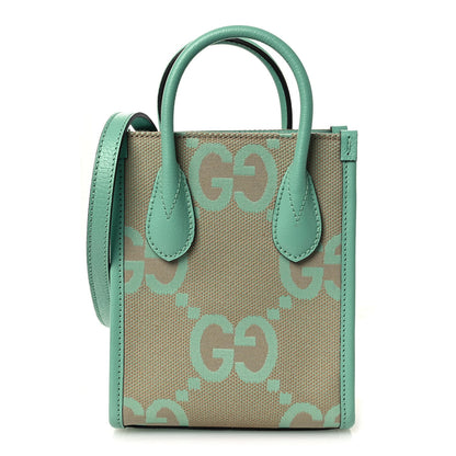 Monogram Jumbo GG Textured Dollar Calfskin Mini Tote Bag Pepperlight Mint