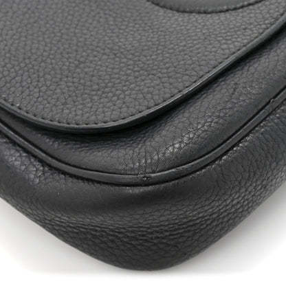 Pebbled Calfskin Medium Soho Flap Crossbody Black
