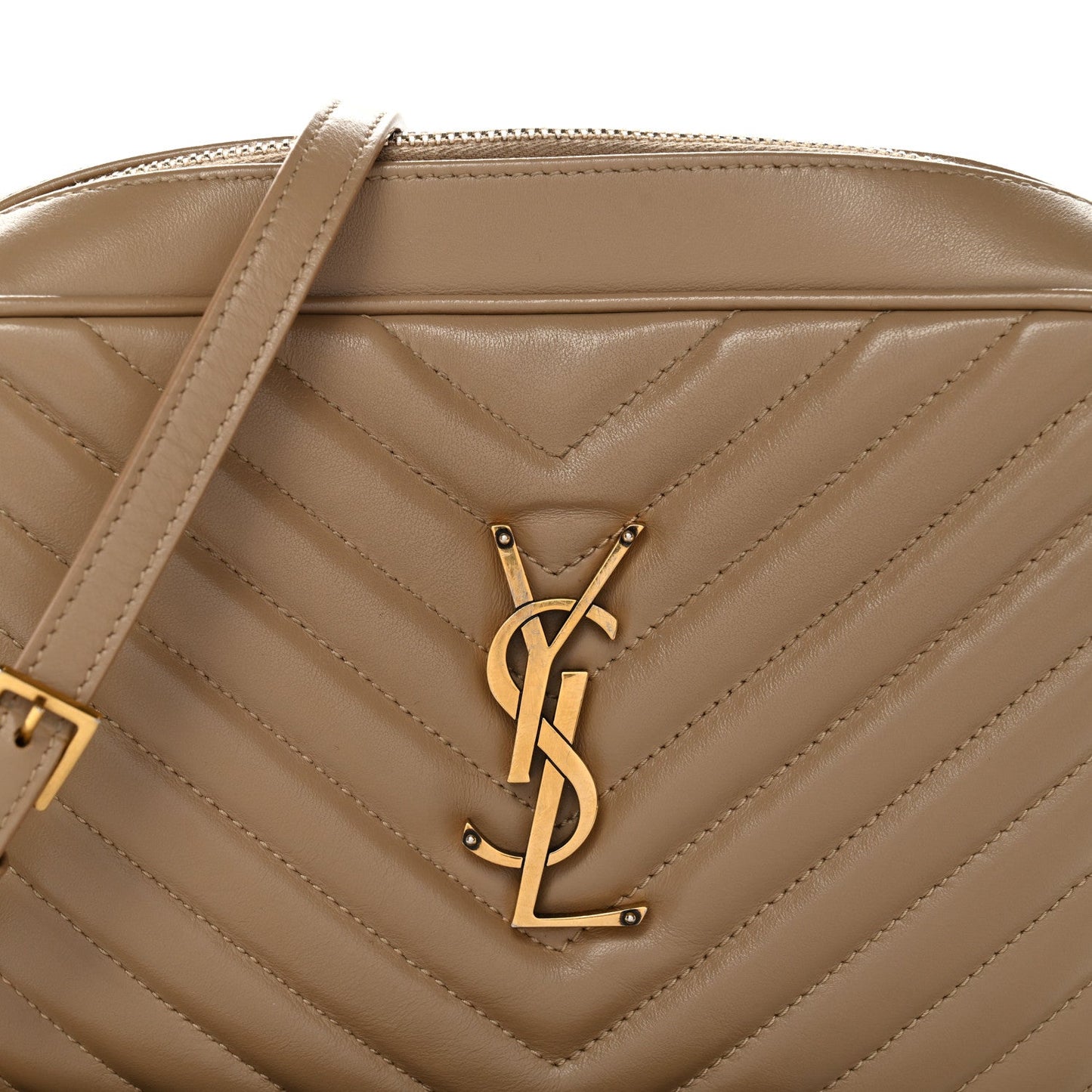 Calfskin Matelasse Monogram Lou Camera Bag Dark Beige