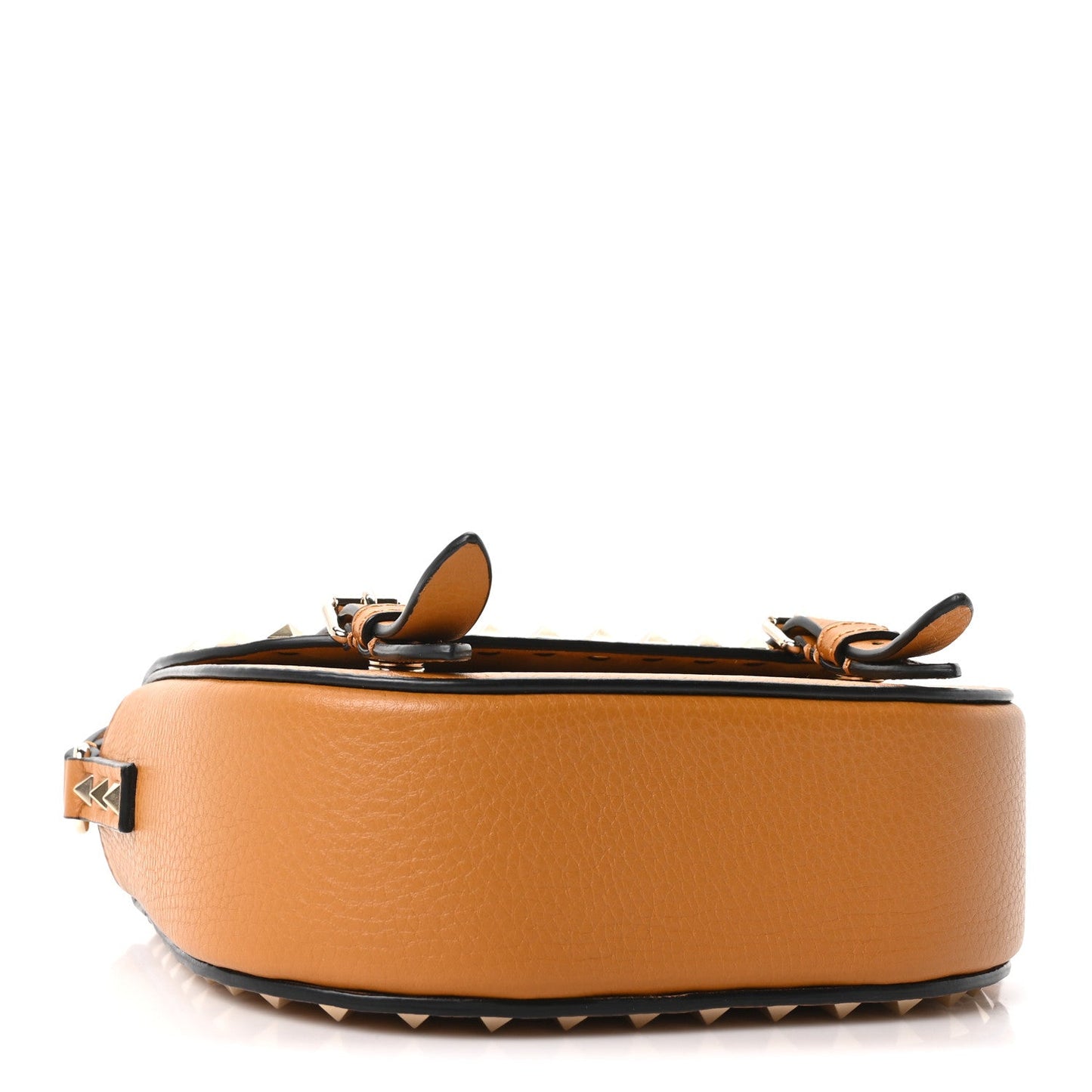 Vitello Small Rockstud Satchel Crossbody Bag Light Cuir