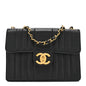 Caviar Vertical Quilted Jumbo Single Flap Black