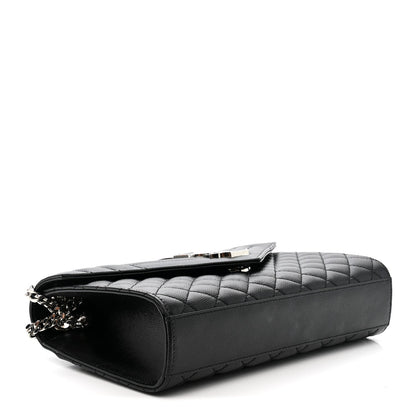 Grain De Poudre Textured Mixed Matelasse Triquilt Medium Monogram Satchel Black