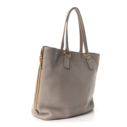 Vitello Daino Side Zip Shopper Tote Pomice