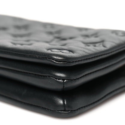 Lambskin Embossed Monogram Pochette Coussin Black