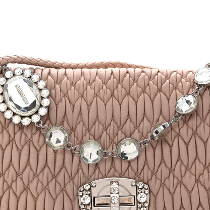Nappa Matelasse Crystal Flap Clutch Cammeo