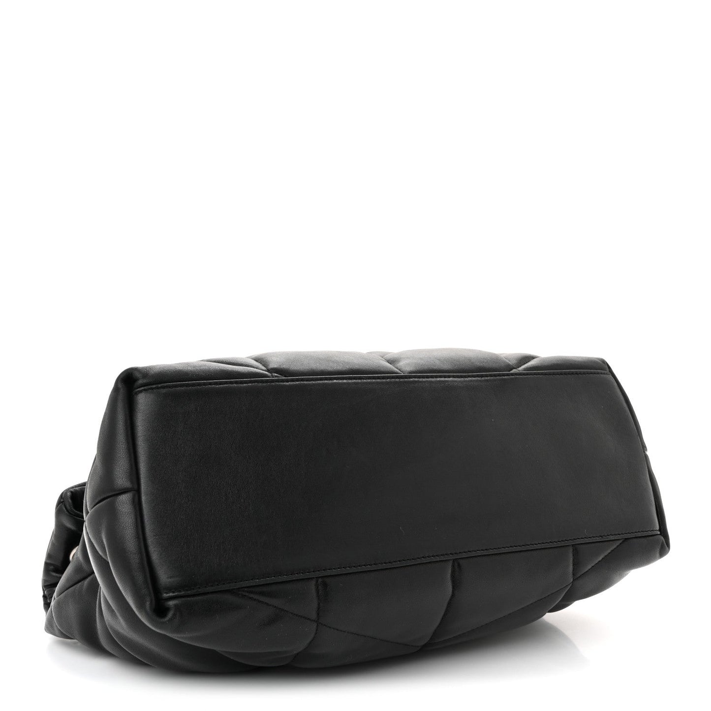 Lambskin Quilted Medium Loulou Puffer Monogram Chain Satchel Black