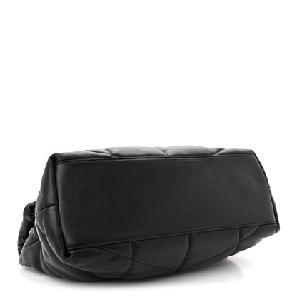 Lambskin Quilted Medium Loulou Puffer Monogram Chain Satchel Black