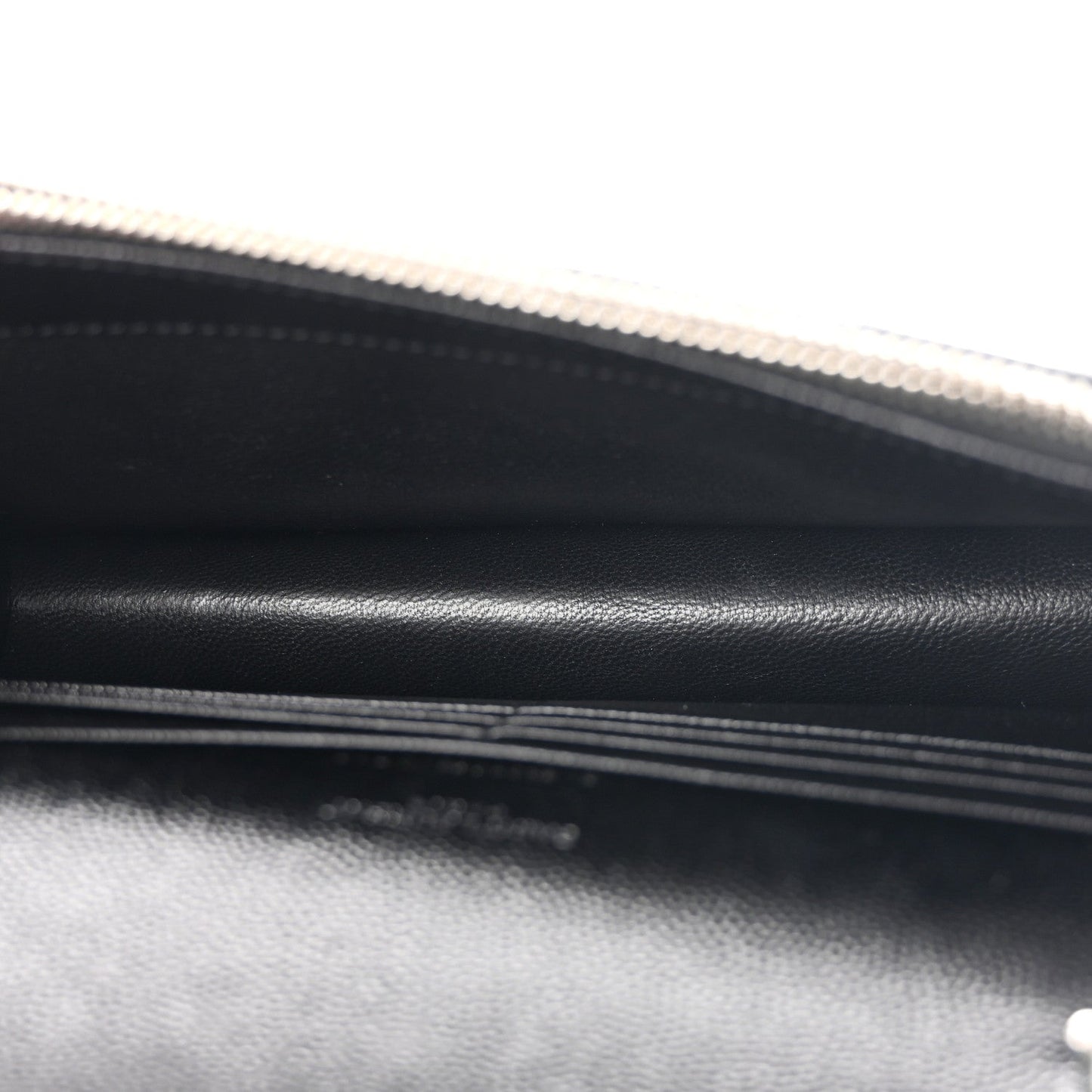 Grain De Poudre Matelasse Chevron Monogram Envelope Chain Wallet Black