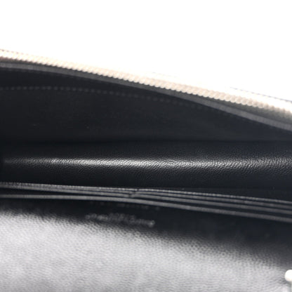Grain De Poudre Matelasse Chevron Monogram Envelope Chain Wallet Black
