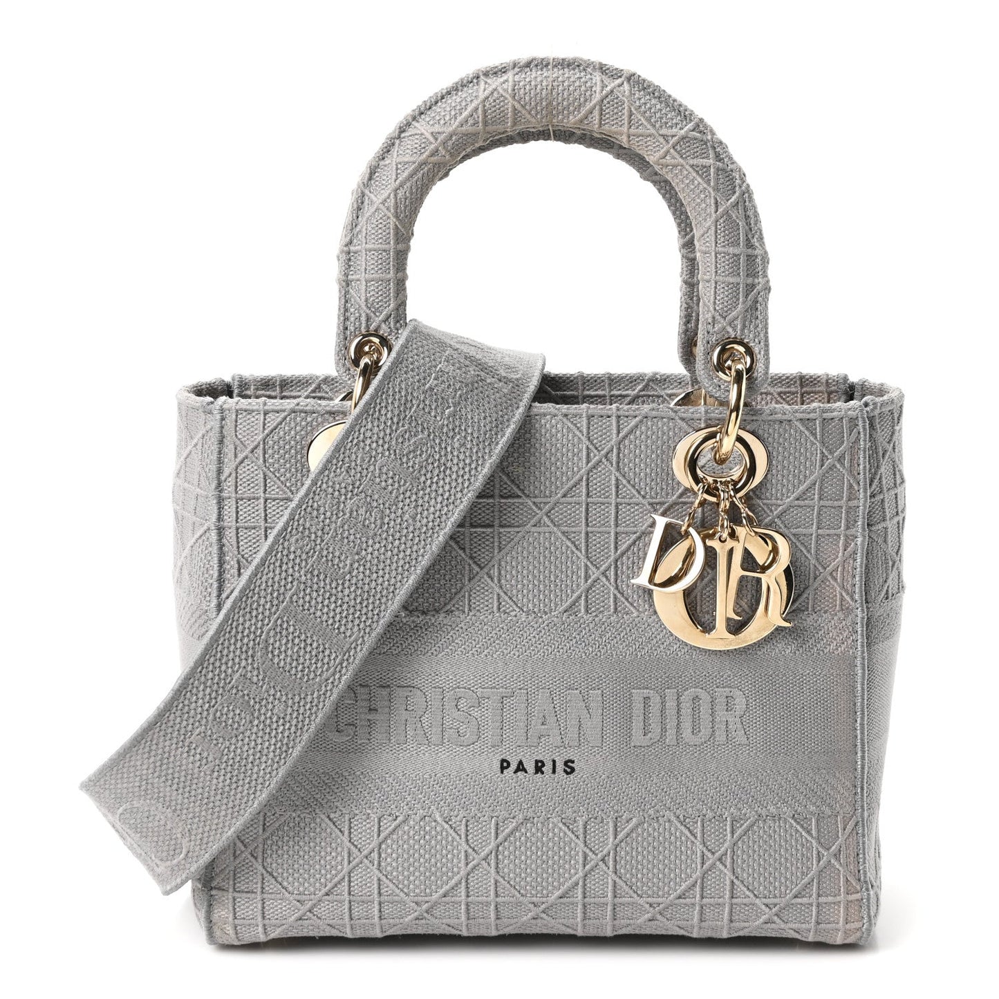 Canvas Embroidered Cannage Medium Lady D-Lite Gray