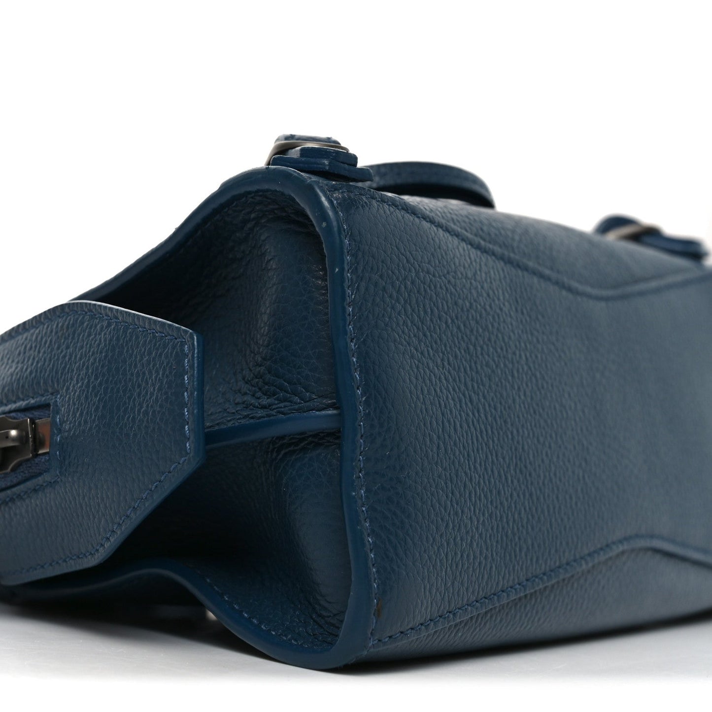 Grained Calfskin Neo Classic Silver Hardware Mini City Petrol Blue