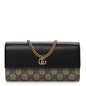 Dollar Calfskin GG Supreme Monogram Petite GG Marmont Wallet Chain Bag Black Beige Ebony