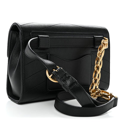Calfskin Chevron Stitched Coco Waist Bag Black