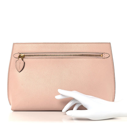 Grainy Calfskin Wristlet Clutch Ash Rose