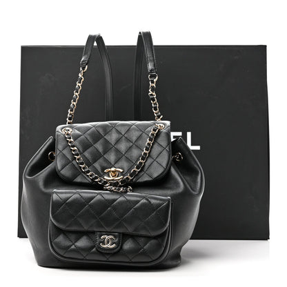 Lambskin Quilted Large Duma Drawstring Backpack Black