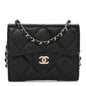 Caviar Quilted Flap Card Holder On Chain Black