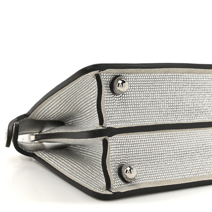Crystal Vitello Laminato FF Petite Peekaboo I SEE U Satchel Crystal Argento