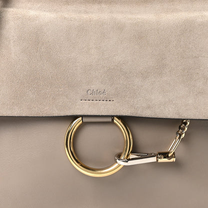Calfskin Suede Medium Faye Shoulder Bag Motty Grey
