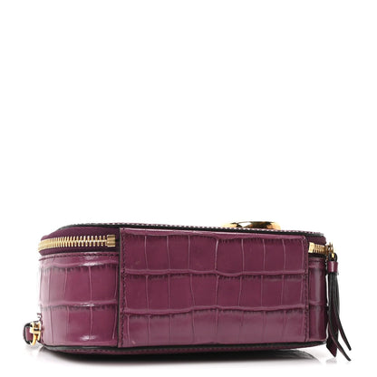 Calfskin Crocodile Embossed Mini C Vanity Bag Crushed Violet