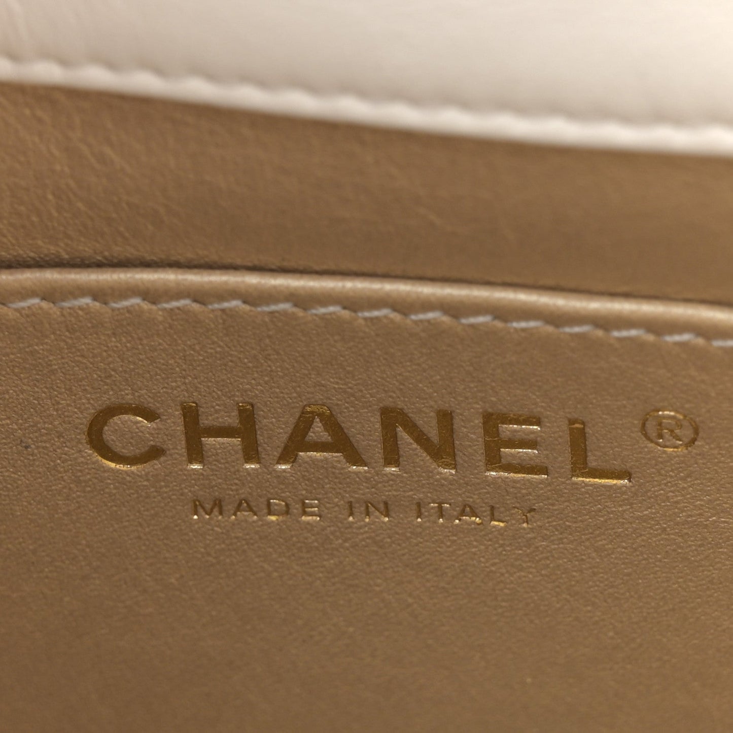Shiny Lambskin Quilted Mini Flap White