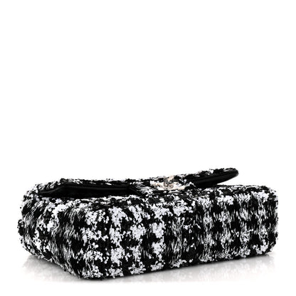 Sequin Houndstooth Small Flap Black White