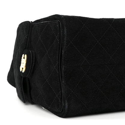 Suede Quilted Small Chanel 25 Handbag Black
