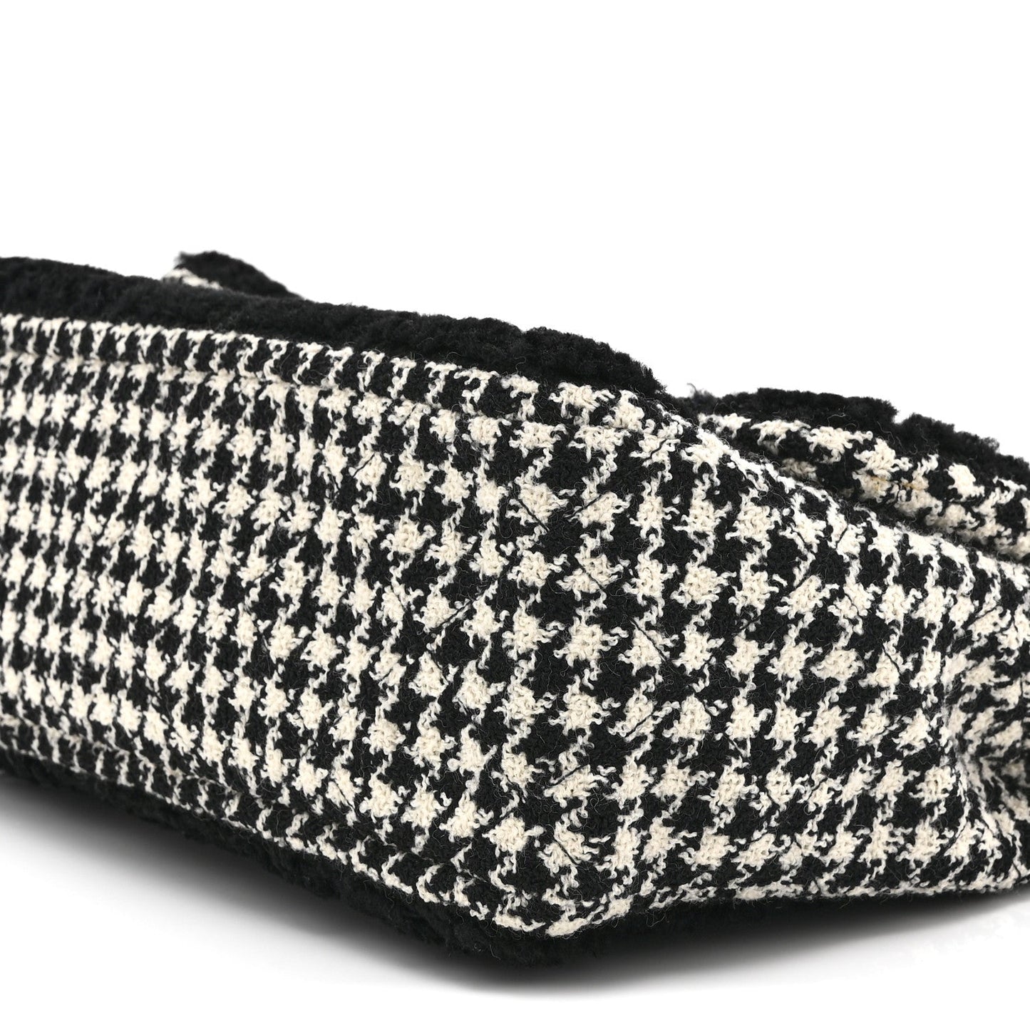 Shearling Tweed Jumbo Single Flap Black White
