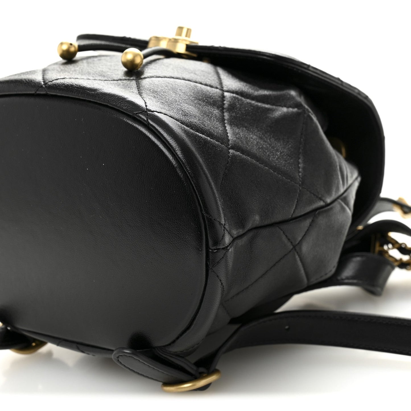 Lambskin Quilted Logo Mini Backpack Black