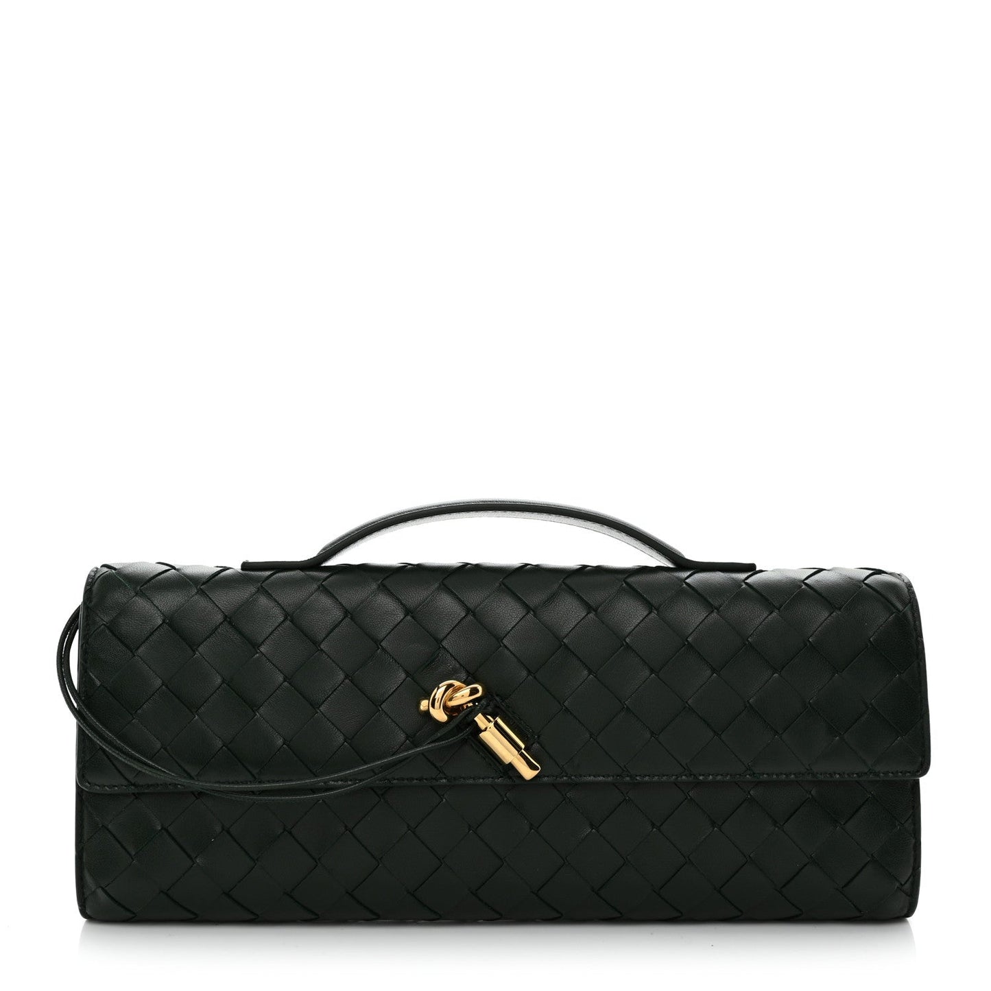 Nappa Intrecciato Long Andiamo Top Handle Clutch Emerald Green