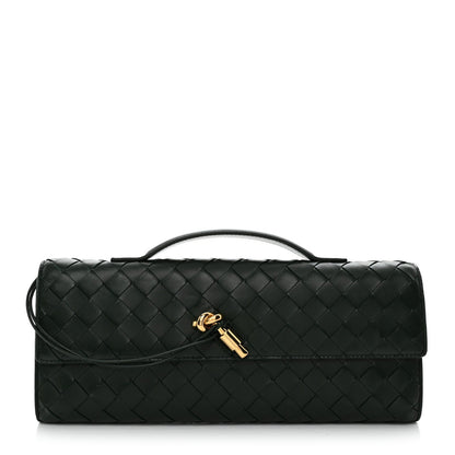 Nappa Intrecciato Long Andiamo Top Handle Clutch Emerald Green