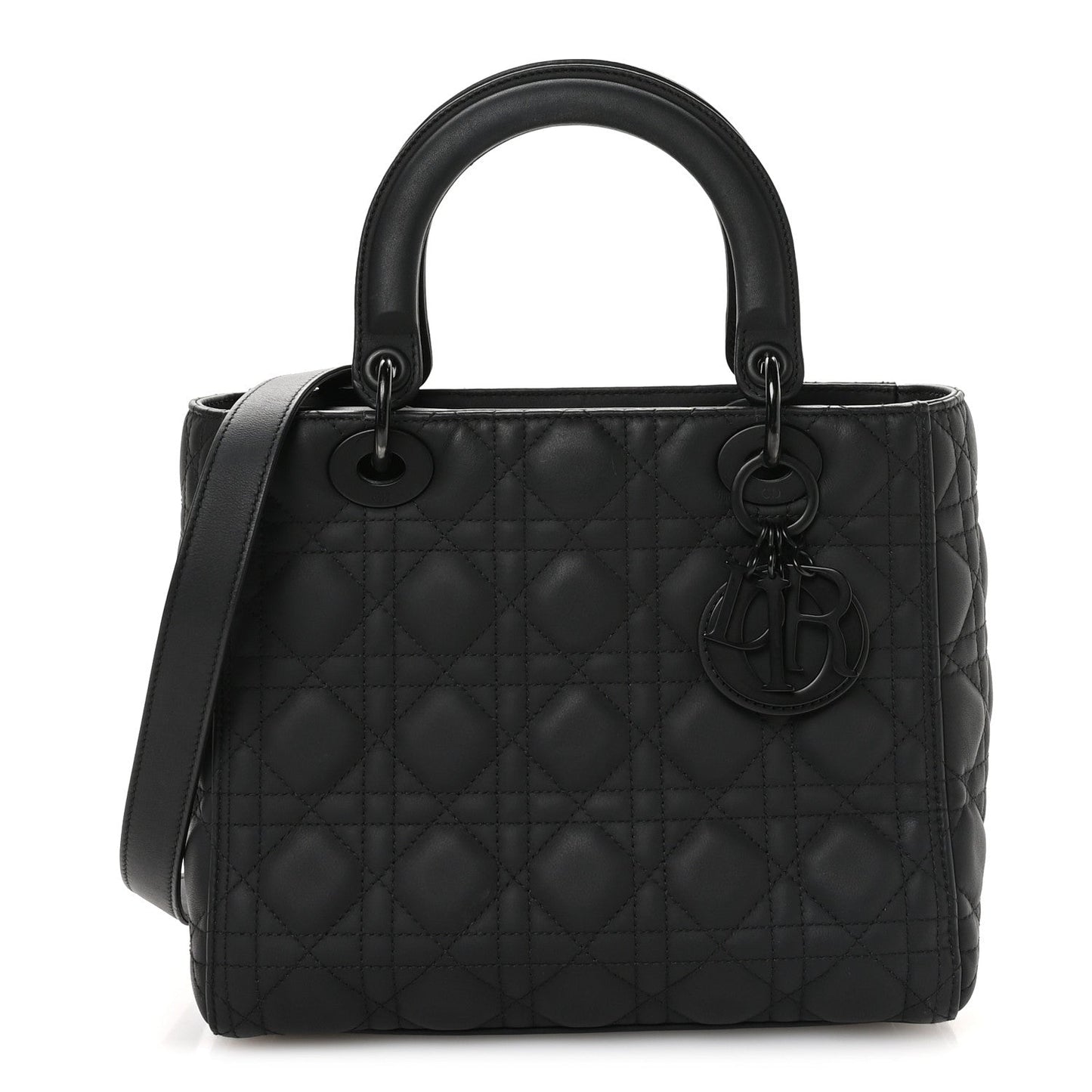 Ultra Matte Calfskin Cannage Medium Lady Dior Black