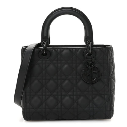 Ultra Matte Calfskin Cannage Medium Lady Dior Black